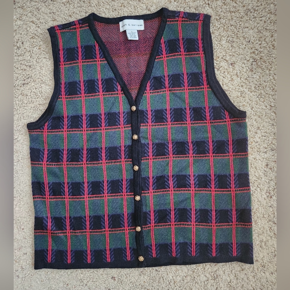 Vintage Croft‎ & Barrow Plaid Multicolor Vest Women's Large